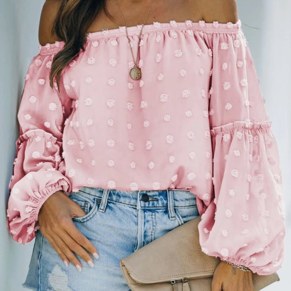 Pink Haden Oversize Swiss Dot Blouse
